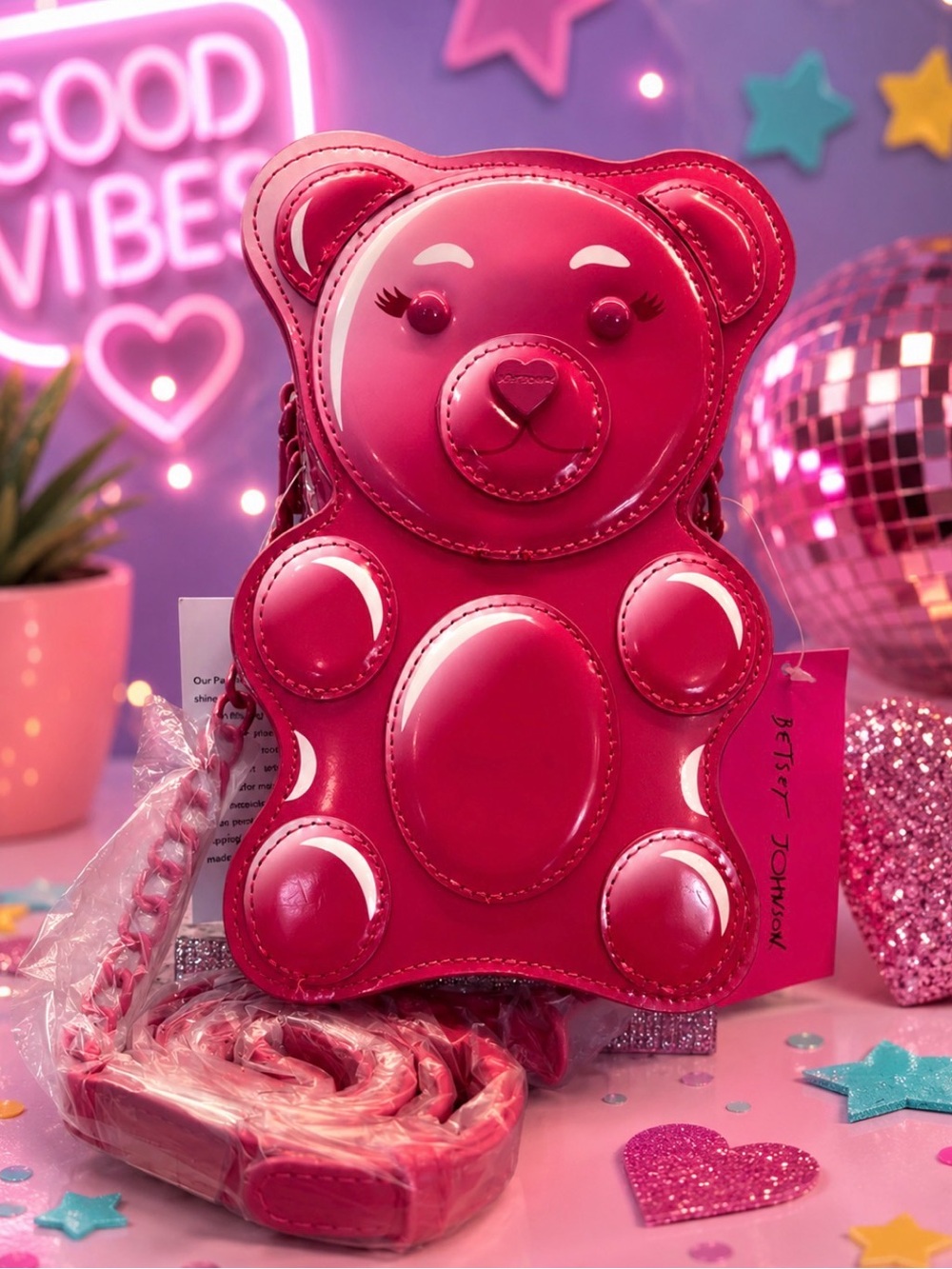 Betsey Johnson Hot Pink Gummy Bear Crossbody Bag - Picture 2 of 9